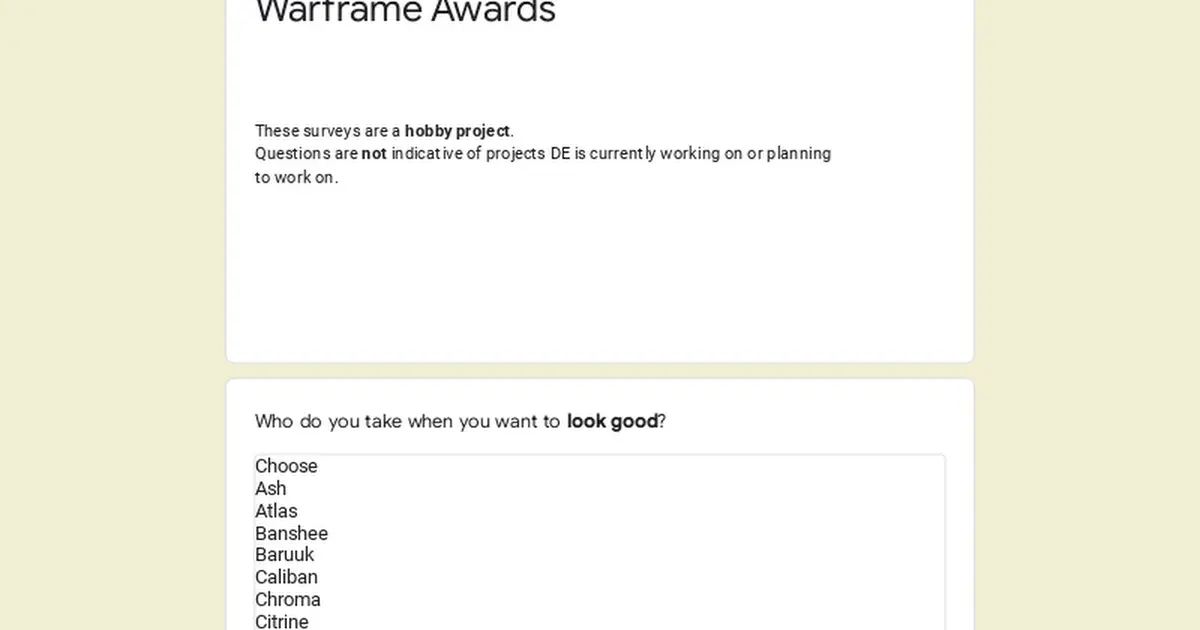 Warframe Awards